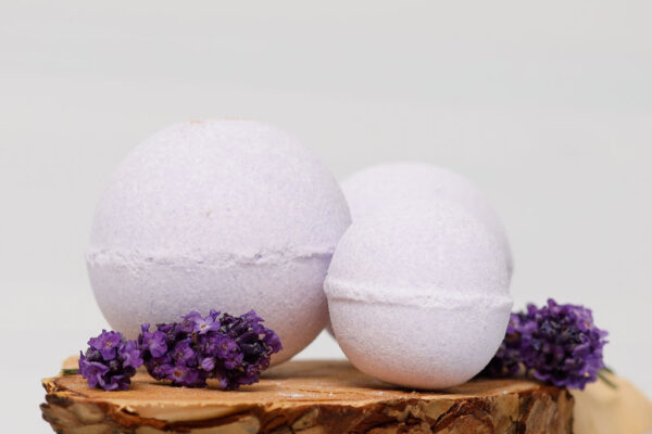 2 Single SugarBush Lavendar Bathbombs image with timber