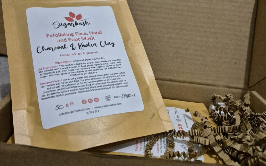 Sugarbush natural exfoliating face mask ingredients, clay based, no plastic microbeads
